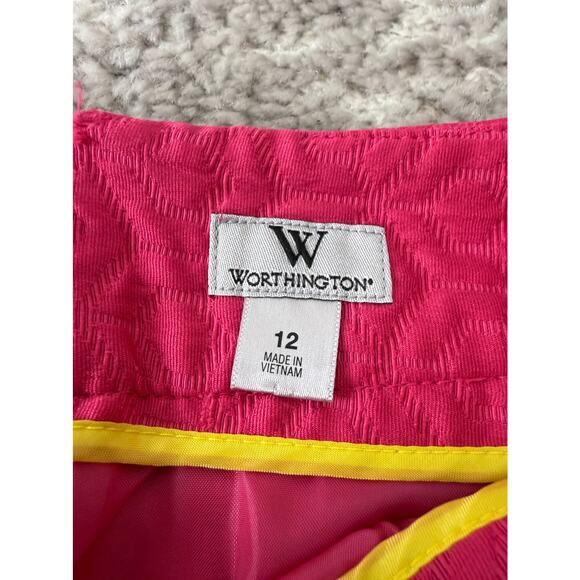 Worthington Size 12 A Lined Mini Skirt Pink Zip Lined Casual Zipper - Picture 5 of 8